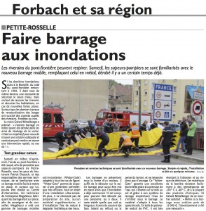 article sur le barrage anti inondation Water-Gate dans le républicain lorrain