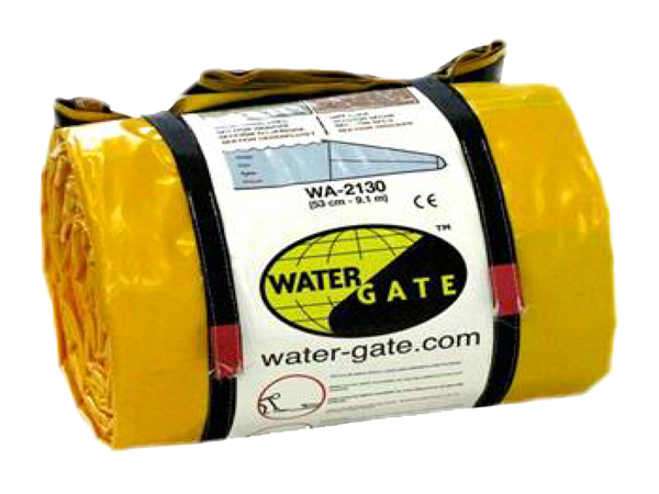 Barrage souple autobloquant Water-Gate conditionné en rouleau unitaire