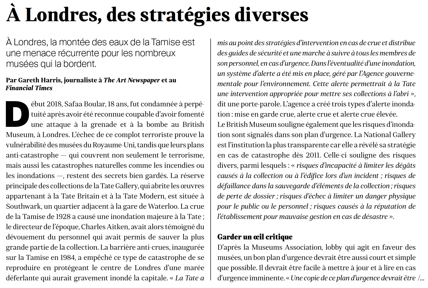 A Londres des Stratégies diverses