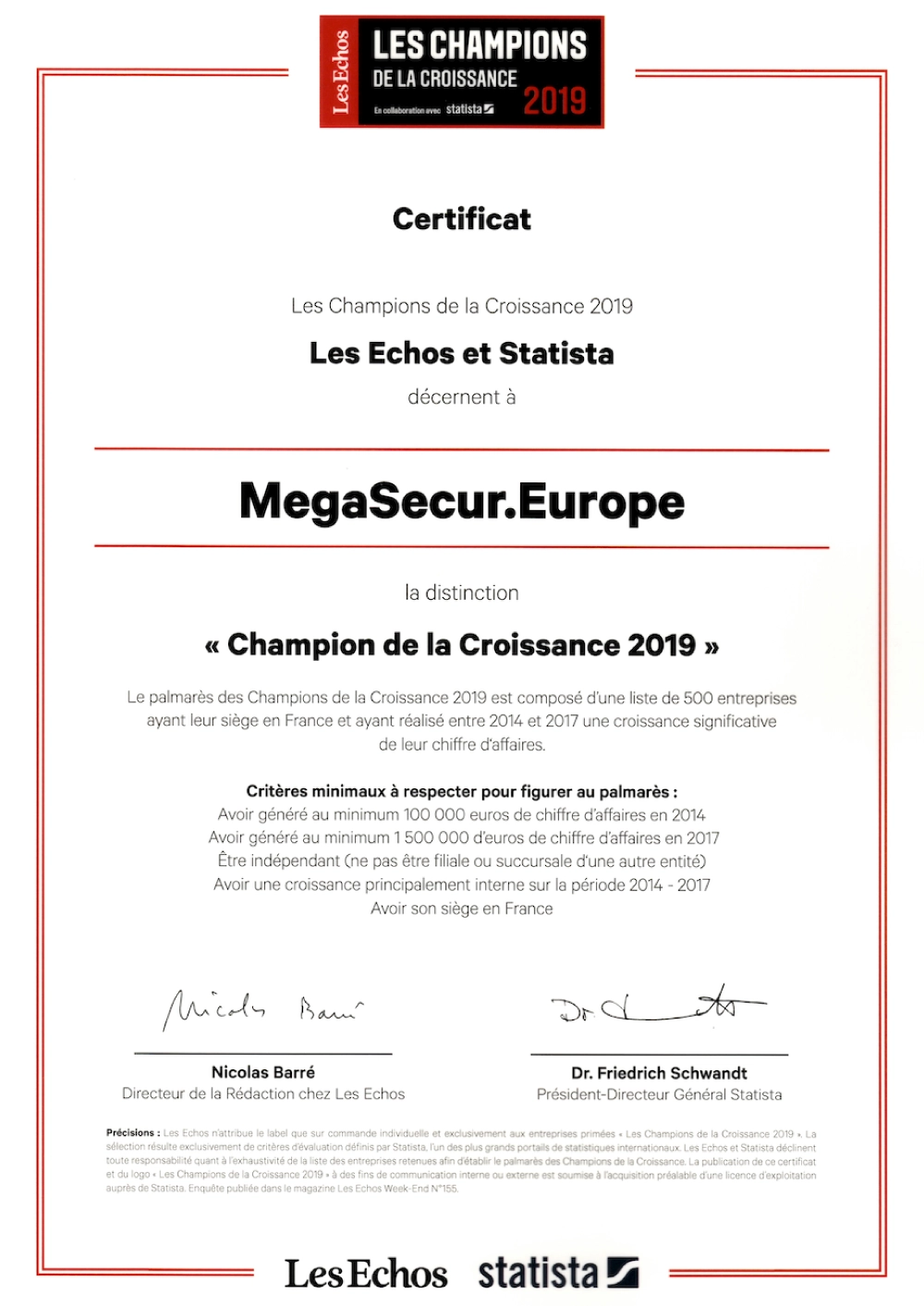 MegaSecur Europe champion de la croissance les echos